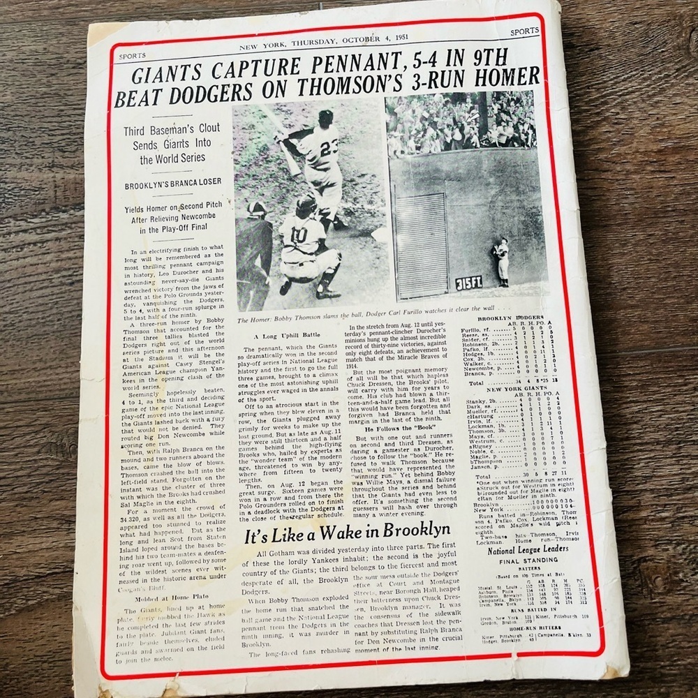 Vintage Baseball History In Headlines Of Major League Newsprint 11/14 Inches - Picture 7 of 11